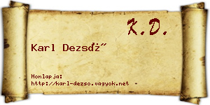 Karl Dezső névjegykártya
